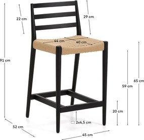 Čierna/v prírodnej farbe barová stolička z dubového dreva (výška sedadla 65 cm) Analy – Kave Home