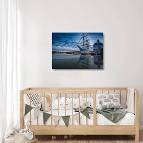 Sklenený obraz plachetnice (70x50 cm)