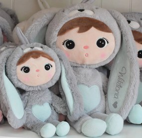 Usínáček - Panenka králík šedo mátová mini 30 cm