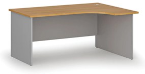 Rohový kancelársky písací stôl PRIMO GRAY, 160x120 cm, pravý, sivá/buk