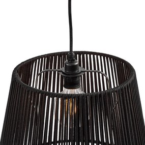 Vonkajšie závesné svietidlo čierne s čiernym lanovým tienidlom 3-svetlé IP44 - Cava Jayla