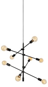 Priemyselné závesné svietidlo čierne 8-žiarovkové - Sydney