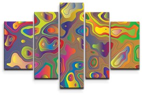 Sablio Obraz - 5-dílný Farebné škvrny - 125x90 cm
