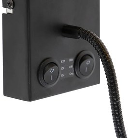 Nástenná lampa čierna s plyšovým žltým tienidlom - Stacca
