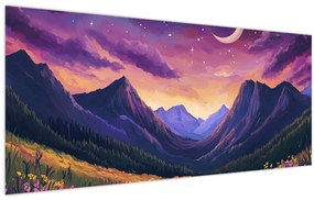 Obraz - Fialová krajina (120x50 cm)