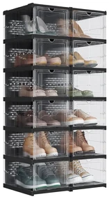 Songmics Úložný box Axel, sada 12ks, 35,5x25,6x17,6 cm, čierna
