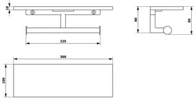 SAPHO Ska425 Ska dvojitý držiak toaletného papiera s poličkou 30 x 8 x 10 cm, čierna mat/dub