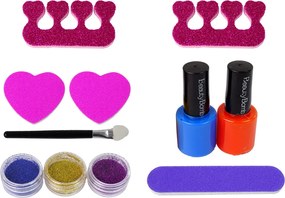 LEAN Toys Súprava na zdobenie nechtov Tvarovací stroj Lampový pilník Brokáty