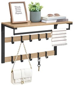 Nástenný vešiak s poličkou OSKAR LCR101B11 čierny / hnedý