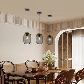 Brilagi - Závesné svietidlo na lanku BASKLITE 1xE27/15W/230V drevo/čierna