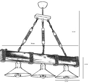 Luster na reťazi KUTUK 3xE27/60W/230V