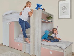 Poschodová posteľ pre dve deti BO1 90x200 - staroružová