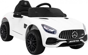 Ramiz Mercedes Benz GT batéria pre deti biela + diaľkové ovládanie + pomalý štart + MP3 LED