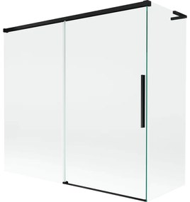 Mexen Rox, L posuvná 2-krídlová vaňová zástena 170 + 70 x 150 cm, 8mm číre sklo, čierny matný profil, 8C9L-170-070-70-00