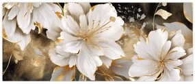 Obraz - Kvety v zlate (120x50 cm)