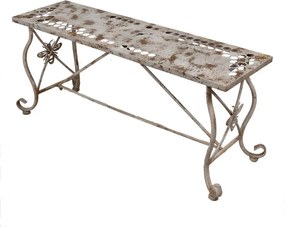 Biela antik kovová záhradná lavička so včielkou French - 105*35*44 cm