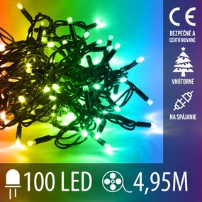 Vianočná led svetelná reťaz vnútorná na spájanie - 100led - 4,95m multicolour