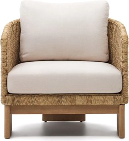 Béžové/v prírodnej farbe drevené/z umelého ratanu záhradné kreslo Xoriguer – Kave Home