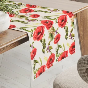 Biante Dekoračný behúň na stôl PML-101 Vlčie maky na bielom 35x120 cm