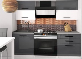 Kuchynská linka Belini 120 cm šedý lesk / biely mat s pracovnou doskou Eleganta2  INF ELEGANTA2/2/WT/SWTS/0/B1