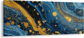 Obraz - Modrá abstrakcia so zlatom (120x50 cm)