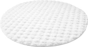 Okrúhly Bublinový koberec Rabbit Bubble 120 cm biely plyšový