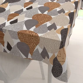 Biante Bavlnený obdĺžnikový obrus Sandra SA-507 Hnedo-sivé kvapky s ornamentami 60x100 cm