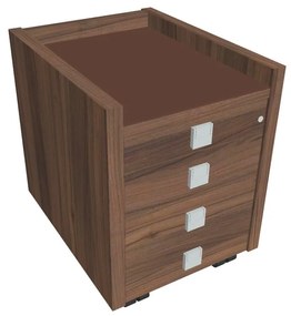 Mobilný kontajner Verno 47 x 60 cm so sklom, 4 zásuvky, orech / hnedá