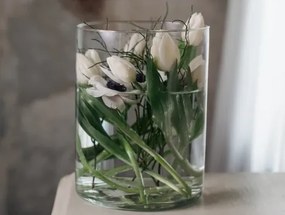 Sklenená váza 19x25 cm, priehľadná valcová%