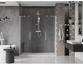 Mexen Velar Duo, posuvné dvere do otvoru 200x200 cm, 8mm číre sklo, biela, 871-200-000-02-20