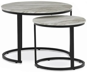 Sada konferenčných stolíkov, biely mramor, 2 ks