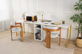 Kancelářská sestava pro 2 osoby TWIN bílá/zlatá