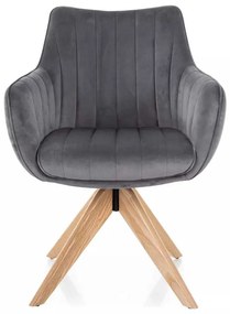 Jedálenská stolička Azalia D Velvet, sivá / dub