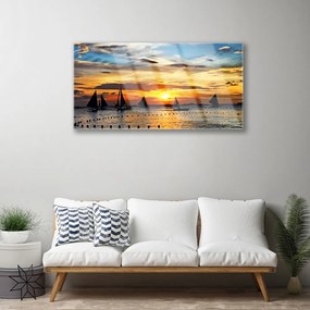 Obraz plexi Loďky more slnko krajina 100x50 cm