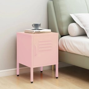 Nočný stolík ružový 35x35x51 cm oceľ 336211