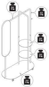 Štandardná vešiaková stena na kolieskach s veľkým zrkadlom