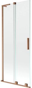 Mexen Velar L, 2-krídlová posuvná vaňová zástena 85 x 150 cm, 8mm číre sklo, medená matná, 896-085-003-01-65
