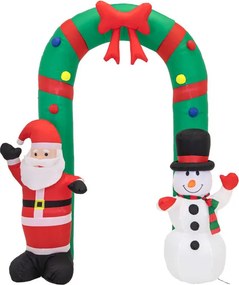 Nafukovací vianočný oblúk so Santa Clausom a snehuliakom 250 × 195 cm