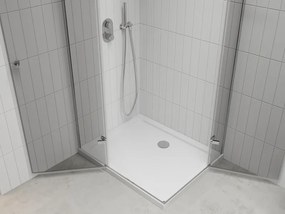 Mexen Roma Duo, sprchovací kút 80 (dvere) x 70 (dvere) cm, 6mm číre sklo, chrómový profil + slim sprchová vanička 5cm biela + chrómový sifón, 854-080-070-01-02-4010