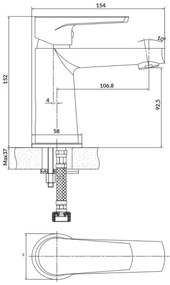 Cersanit S951-584 - Umývadlová batéria MODUO 15,2 cm čierna
