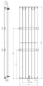 Sapho - Kúpeľňový radiátor COLONNA 910W/230V 45x180 cm čierna