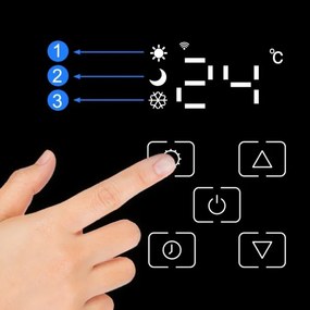 Sklenený konvekčný ohrievač Eco Wifi termostat 2000W čierny