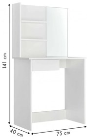 Toaletný stolík so zrkadlom Stinie biely