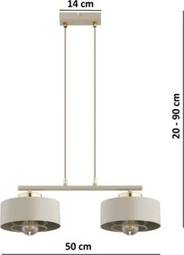 Brilagi - Závesný luster na lanku SPRING 2xE27/60W/230V béžová/zlatá