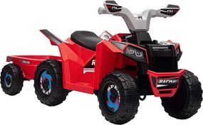HOMCOM Detský elektrický štvorkolk 6V, Detské vozidlo, Elektrické auto s prívesom pre deti vo veku 1,5-3 rokov, 2,5 km/h, Kov, 106 x 41,5 x 48,5 cm, Č