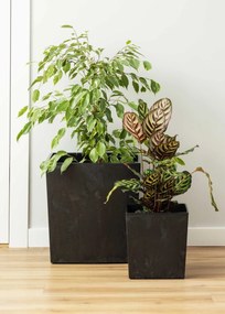 PLASTOVÝ KVETINÁČ FLORE 19X19 CM IMITÁCIA BETÓNU ČIERNA