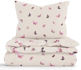 Francúzske bavlnené obliečky Renforcé – Motýliky béžová