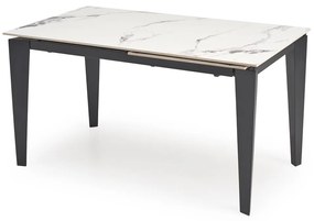 Rozkladací jedálenský stôl Felix 141/201 cm biely mramor/čierny