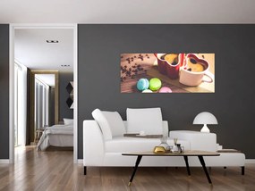 Obraz kávy a makronek (120x50 cm)