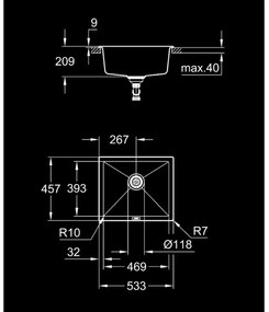 GROHE 31654AP0 - Drez K700U 533 × 457 mm čierny granit/čierna